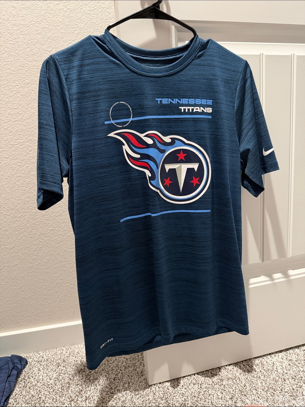 Nike Tennessee Titans Performance Tee - Navy Blue with Red & White Accents